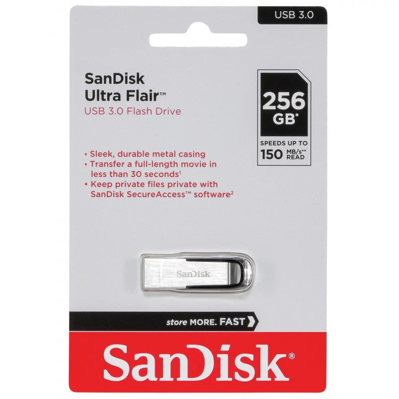 256GB Black SanDisk Ultra Flair USB 3.0 Flash Drive SDCZ73-256G-G46