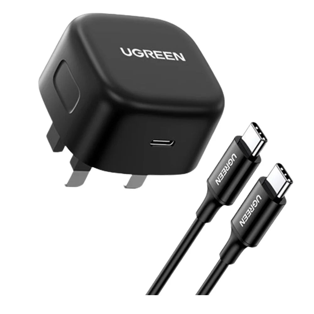 UGREEN 25W PD Fast Charger With USB C To USB C Cable 2M - Black