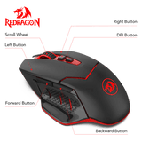 Redragon M690-1 Wireless Gaming Mouse with DPI Shifting, 2 Side Buttons, 2400 DPI, Ergonomic Design, 7 Buttons-Black - Go Banana