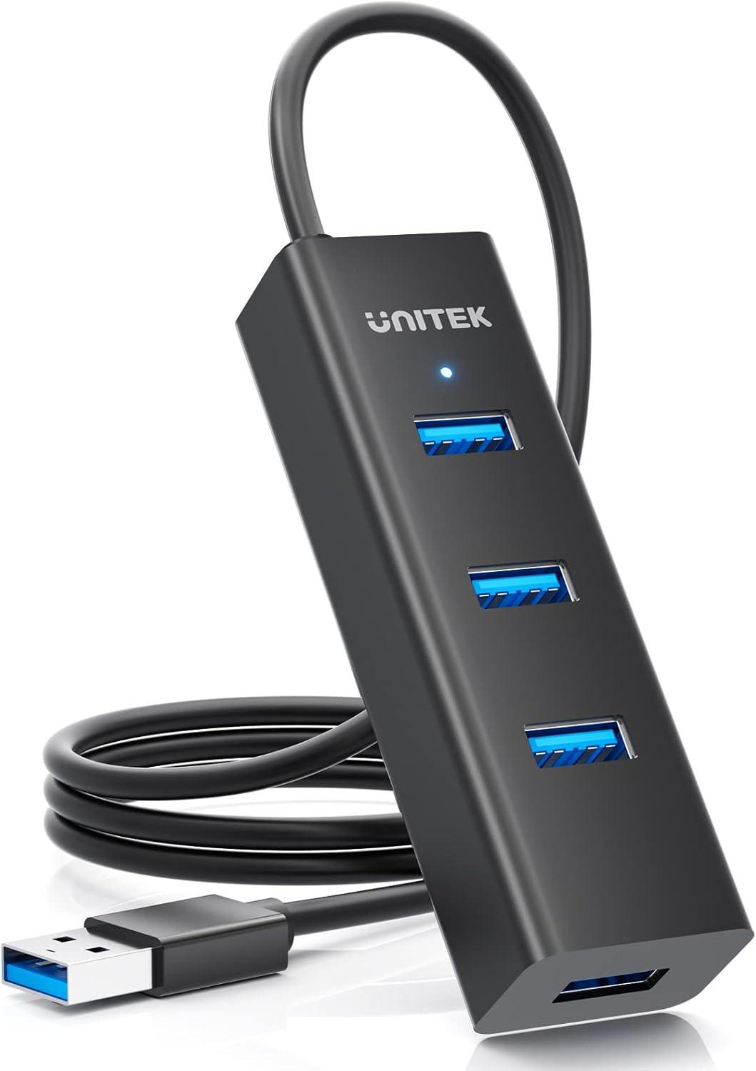 Unitek USB3.0 4-Port Hub with 1.2m Cable, Black - Go Banana