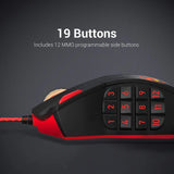 Redragon M901 Perdition 12400DPI   MMO Mouse LED RGB  with 18 Programmable Buttons Weight Tuning for Windows  PC Wired Gaming Mouse