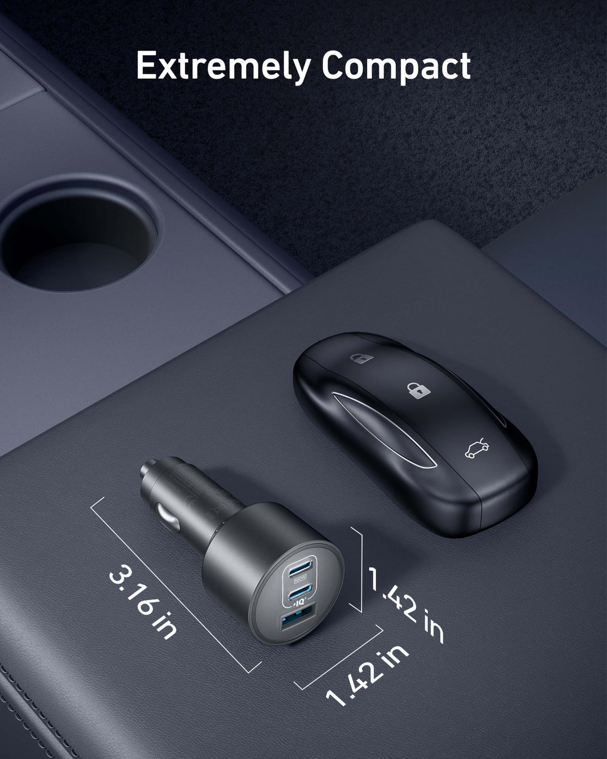 Anker Nano Car Charger | 167.5W | 3 Ports | USB-C to USB-C cable