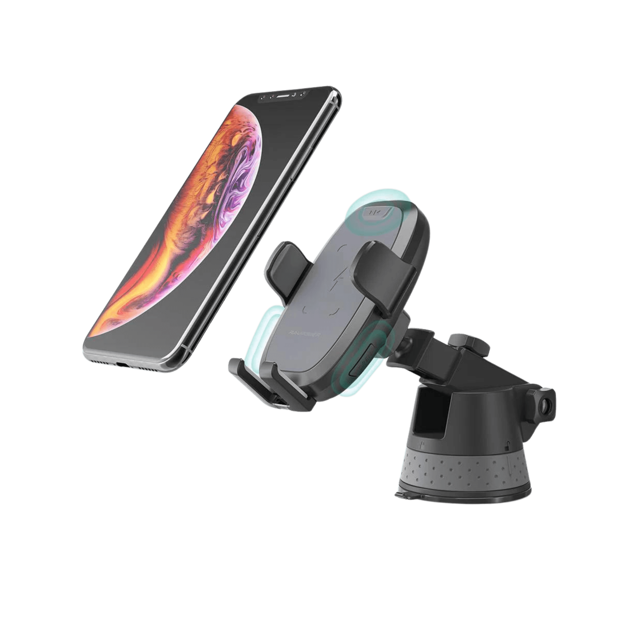 RAVPOWER 10W Wireless Charger Auto Lock & Release Car Mount - Go Banana