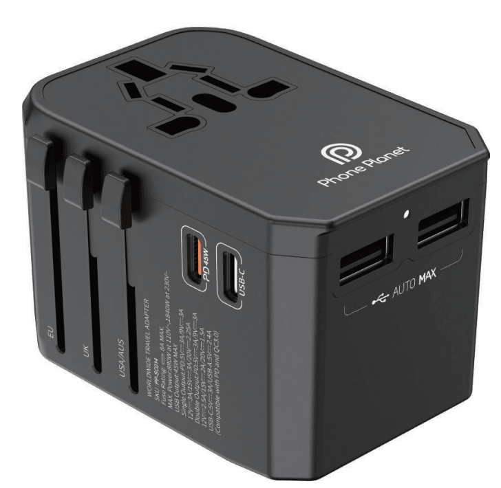 Travel Adapter 45w With 2 USB C And 2 USB 3.0 A / 1840W - Go Banana