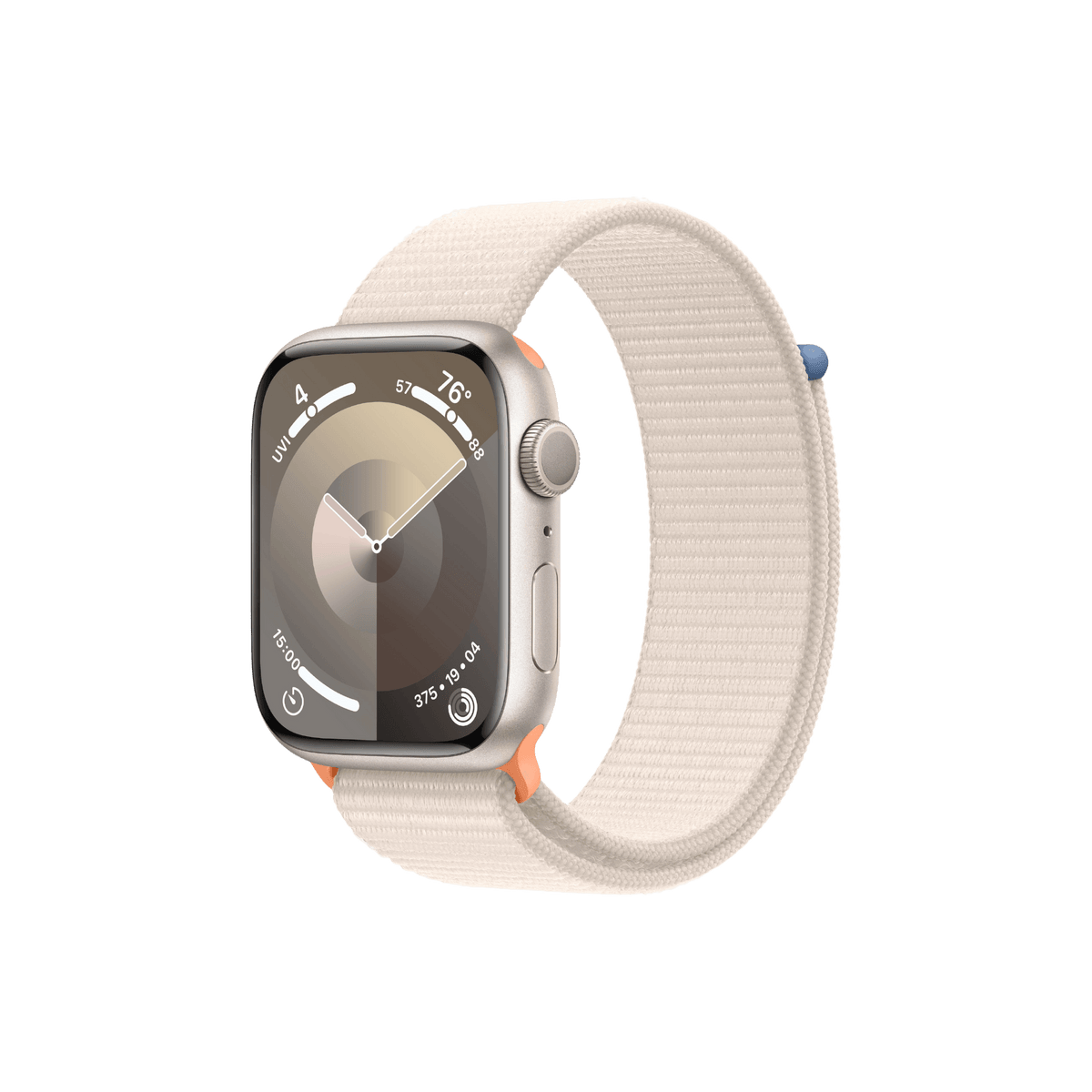 Apple Watch Series 9 GPS 45mm Starlight Aluminum Case with Starlight Sport Loop Go Banana