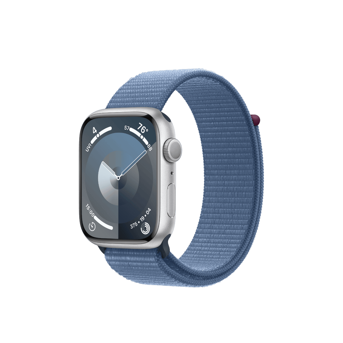 Apple Watch Series 9 (GPS) 45mm Silver Aluminum Case with Winter Blue Sport Loop - Go Banana