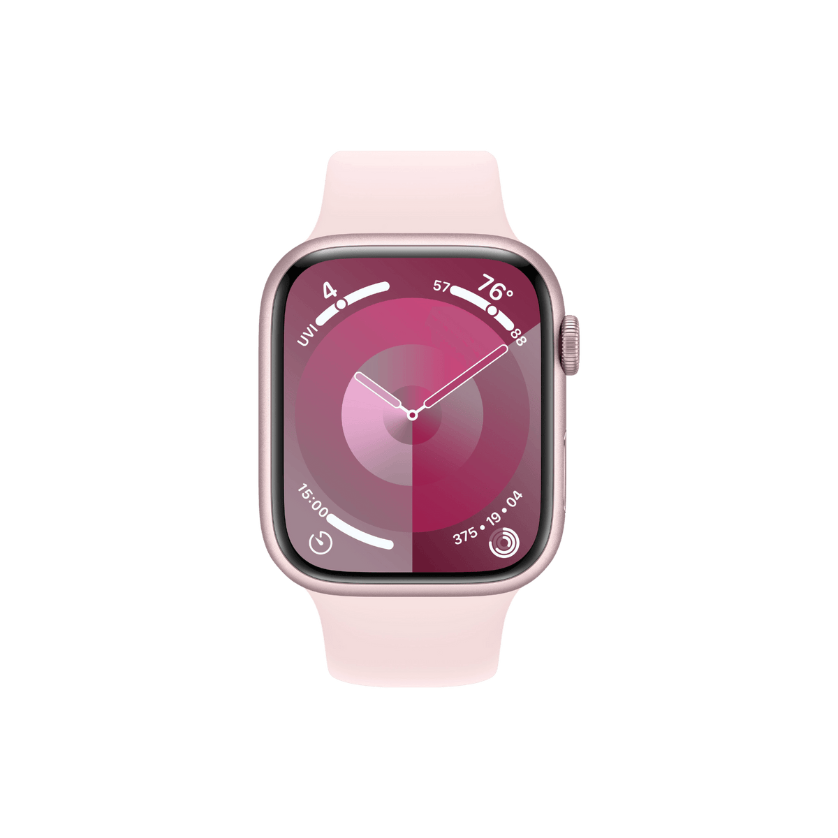 Apple Watch Series 9 (GPS) 45mm Pink Aluminum Case with Light Pink Sport Band - Go Banana